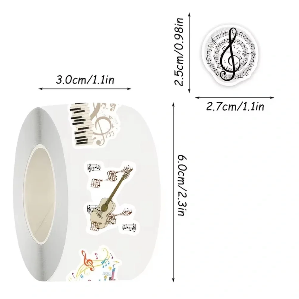 Musical Theme Decorative Stickers with 10 Assorted Patterns, NEW - Picture 2 of 8
